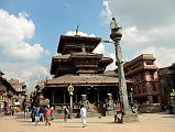 Kathmandu Bhaktapur 08 Dattatreya Temple With Garuda Column In Front 